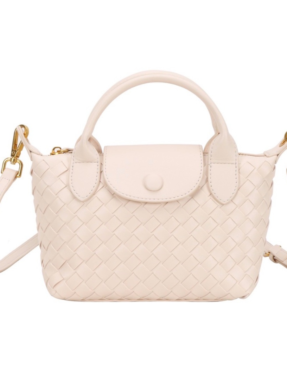 NWOT Woven Two Way Vegan Leather Mini Bag in Cream